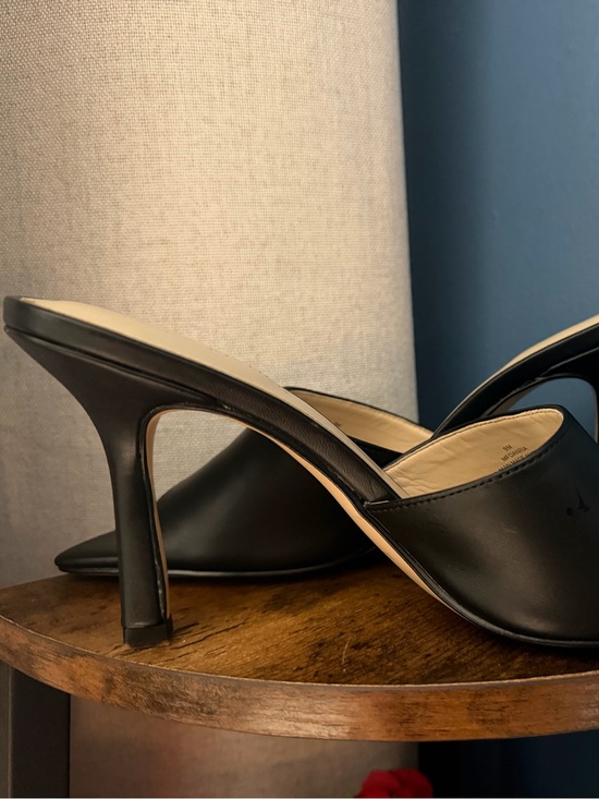 Marc Fisher Shoes - Marc Fisher Black Leather Open-Toe Mule Heels